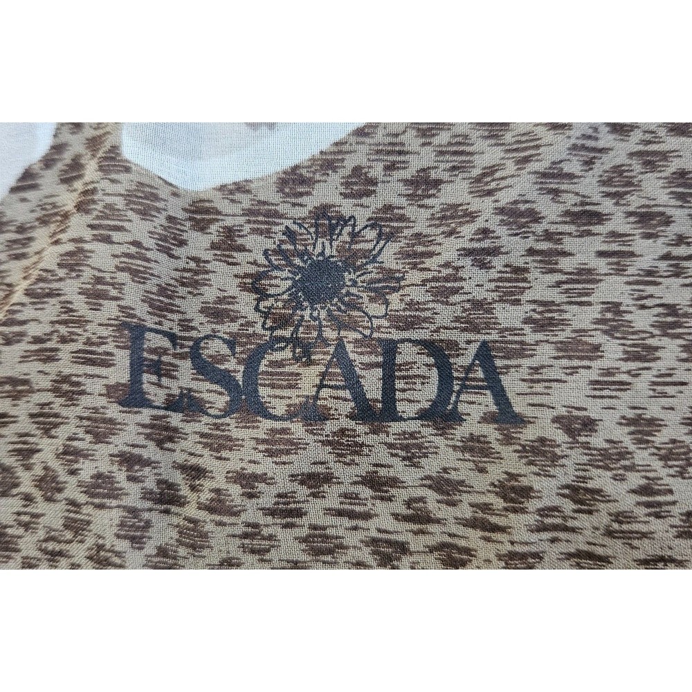 ESCADA 100% Silk Scarf Tiger Animal Print Made in Italy Brown 33 inch Square - Picture 4 of 7